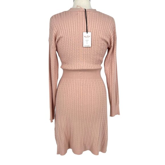 Lucky Brand Blush Cable Knit Sweater Dress Pink Size Petite Medium NWT - Picture 8 of 13